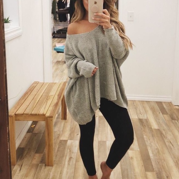 Sweaters - Oversized Grey Chunky Sweater